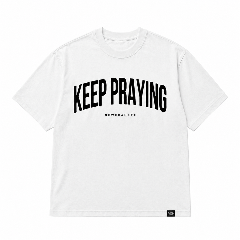 Keep Praying Tee - White/Black