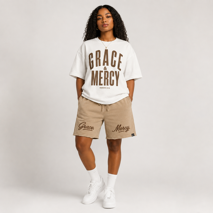 Grace & Mercy Distressed Fleece Shorts