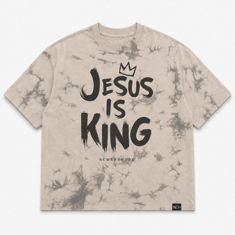 Jesus Is King Crystal Gray Washed - Tee