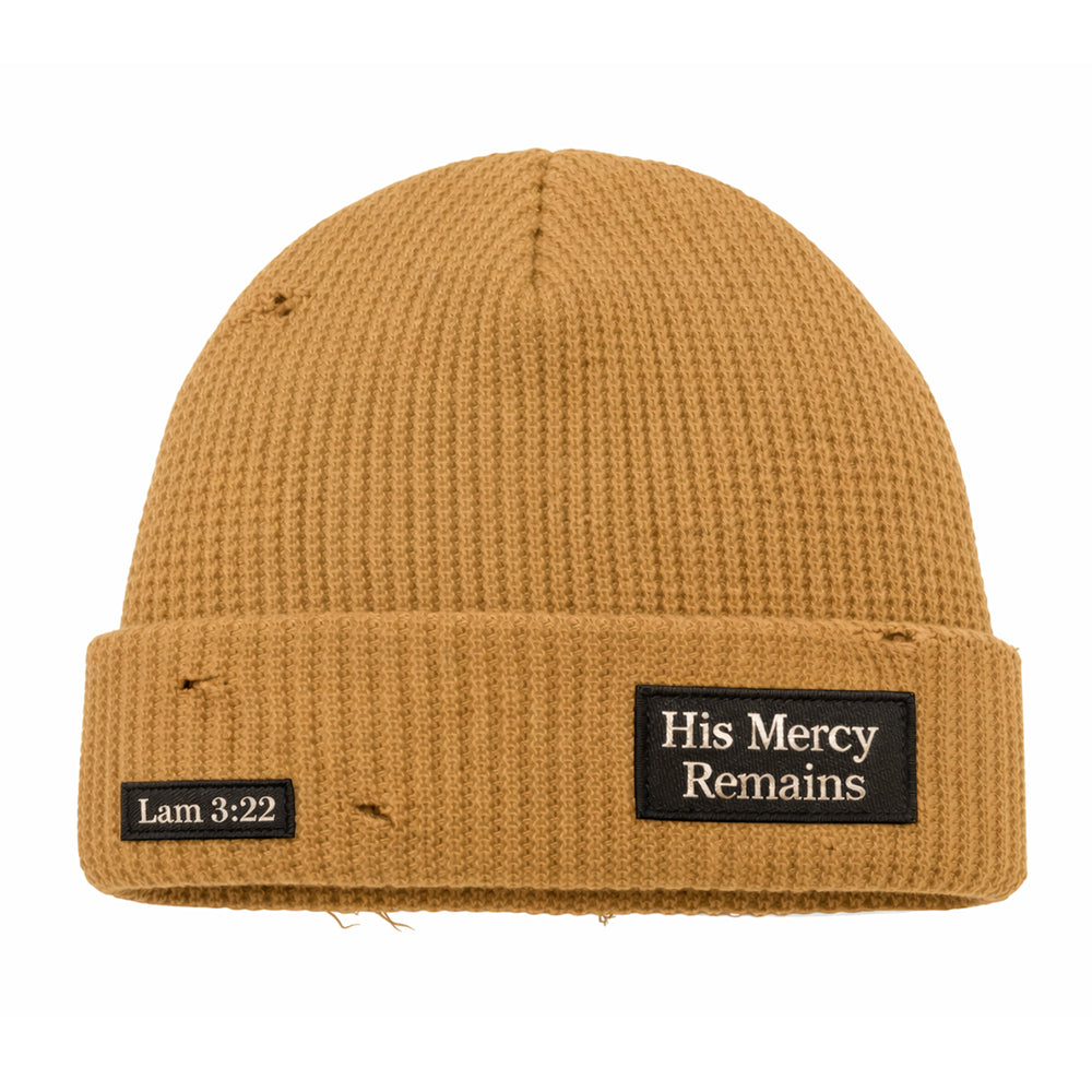 His Mercy Remains Beanie - Camel