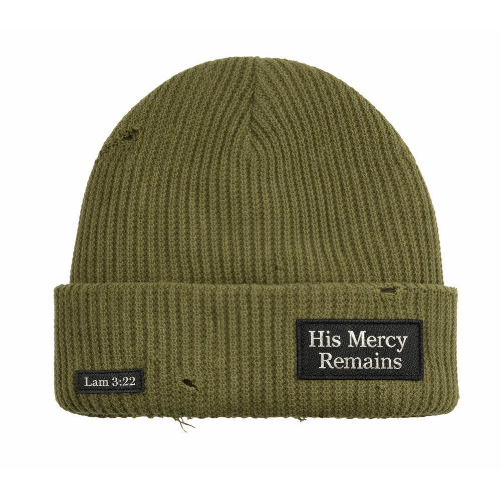 His Mercy Remains Beanie - Olive
