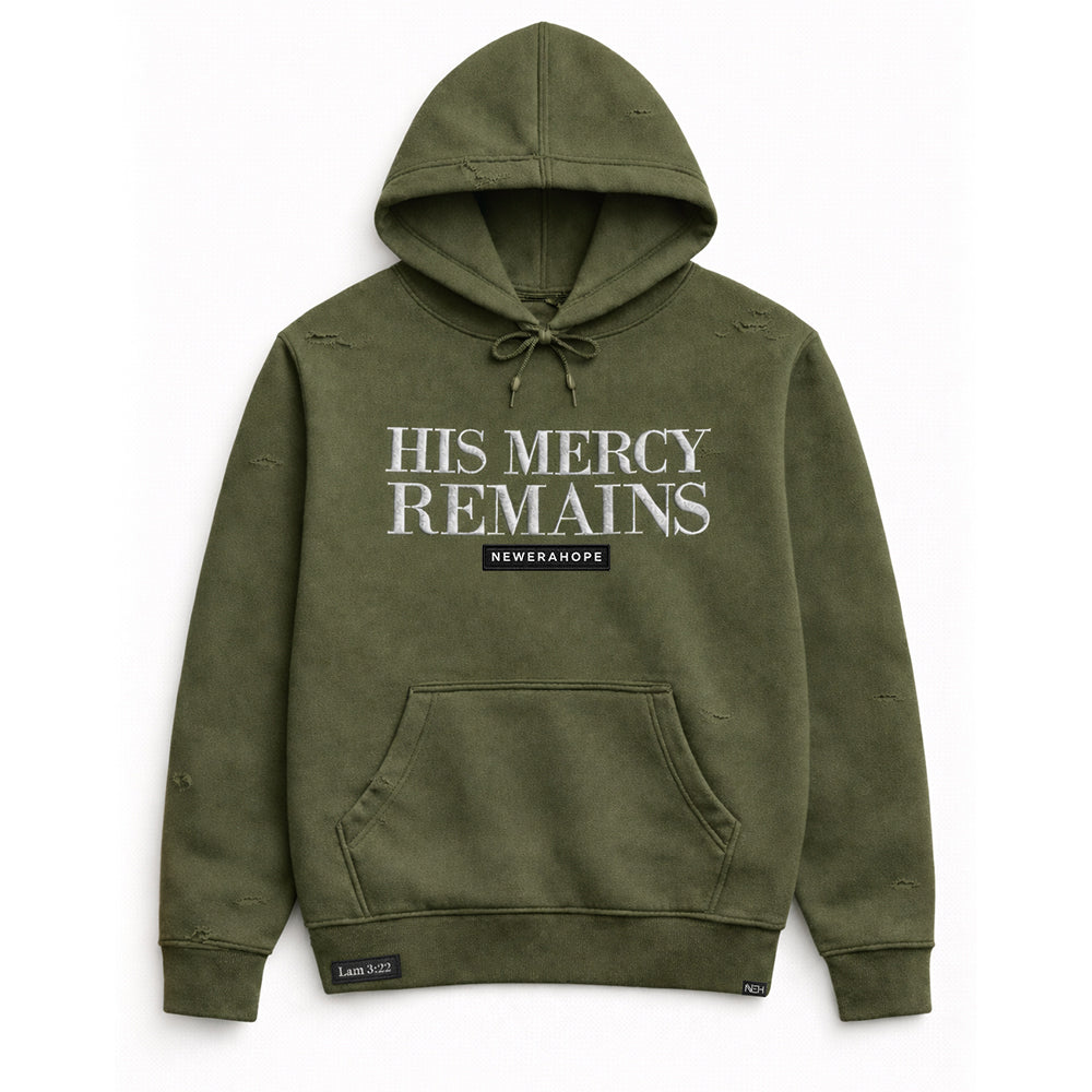 His Mercy Remains - Olive Distressed