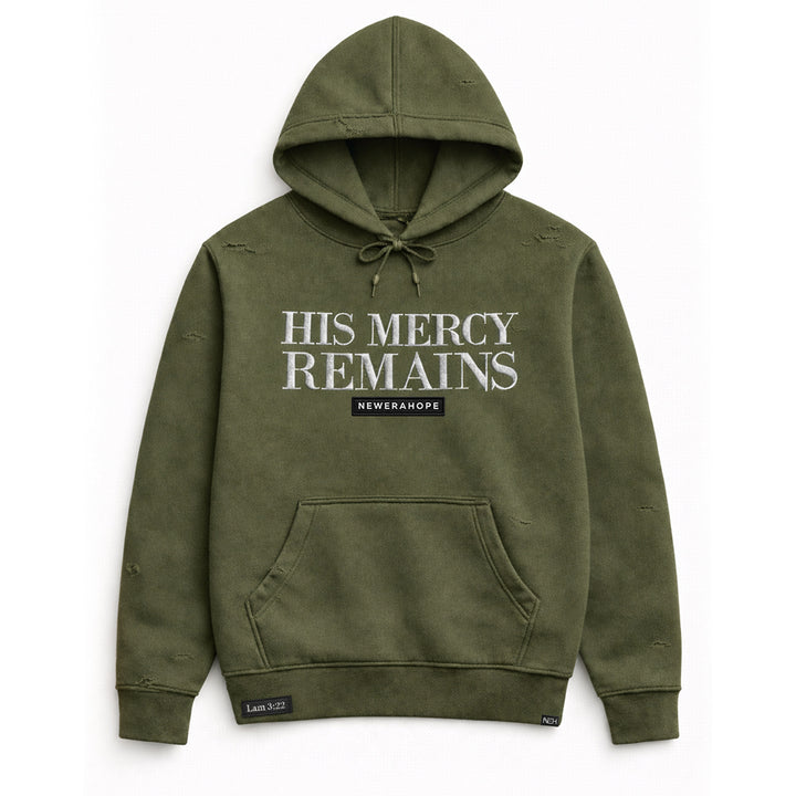 His Mercy Remains - Olive Distressed