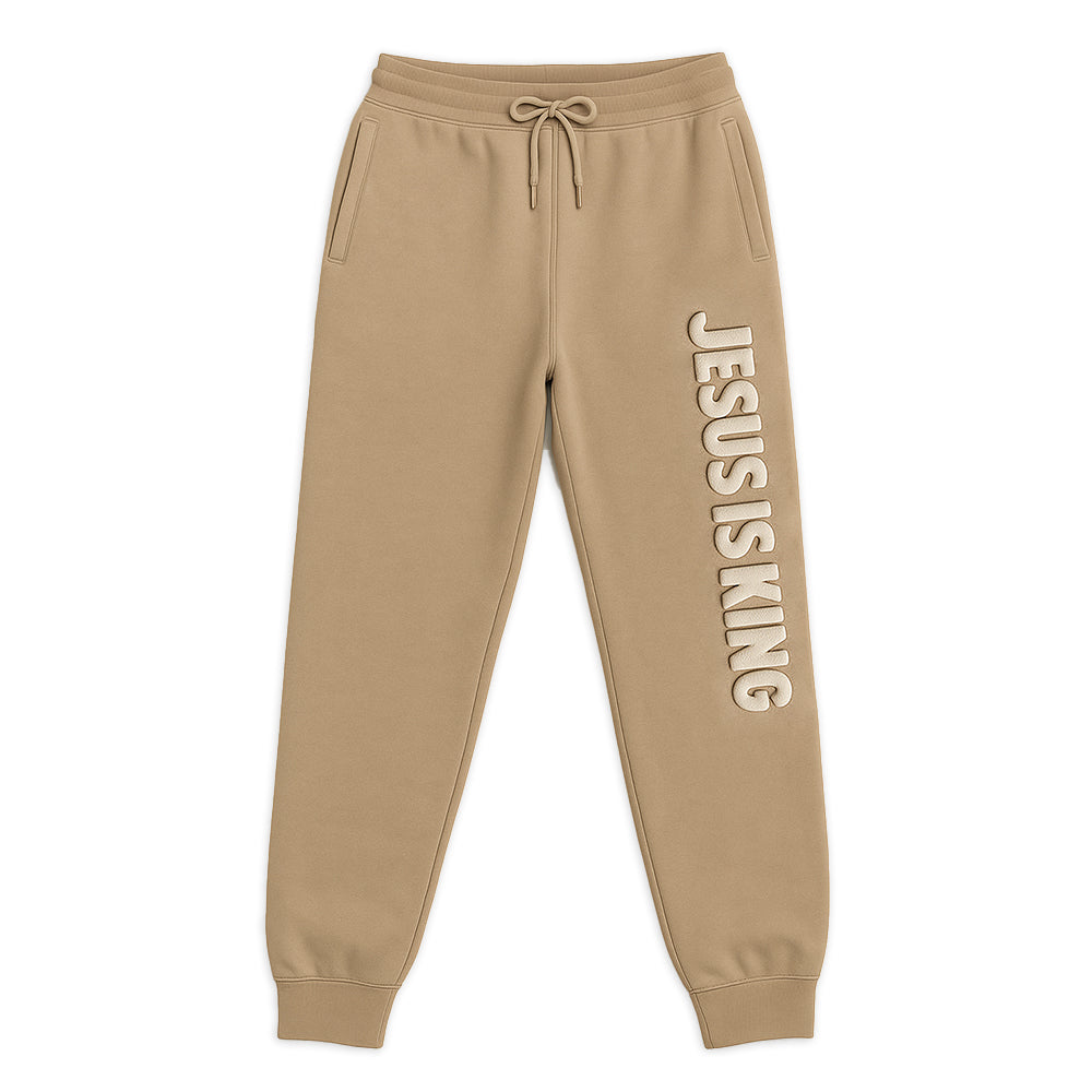 Jesus Is King Joggers - Puff Print