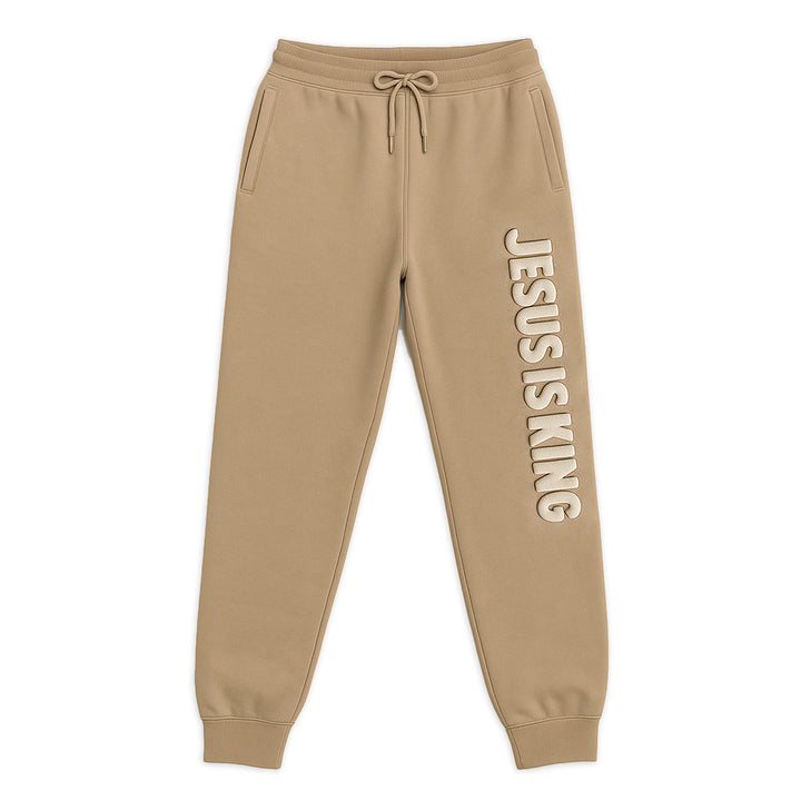 Jesus Is King Joggers - Puff Print