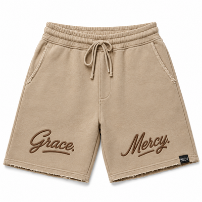 Grace & Mercy Distressed Fleece Shorts