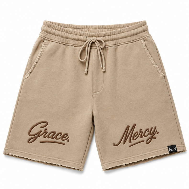 Grace & Mercy Distressed Fleece Shorts