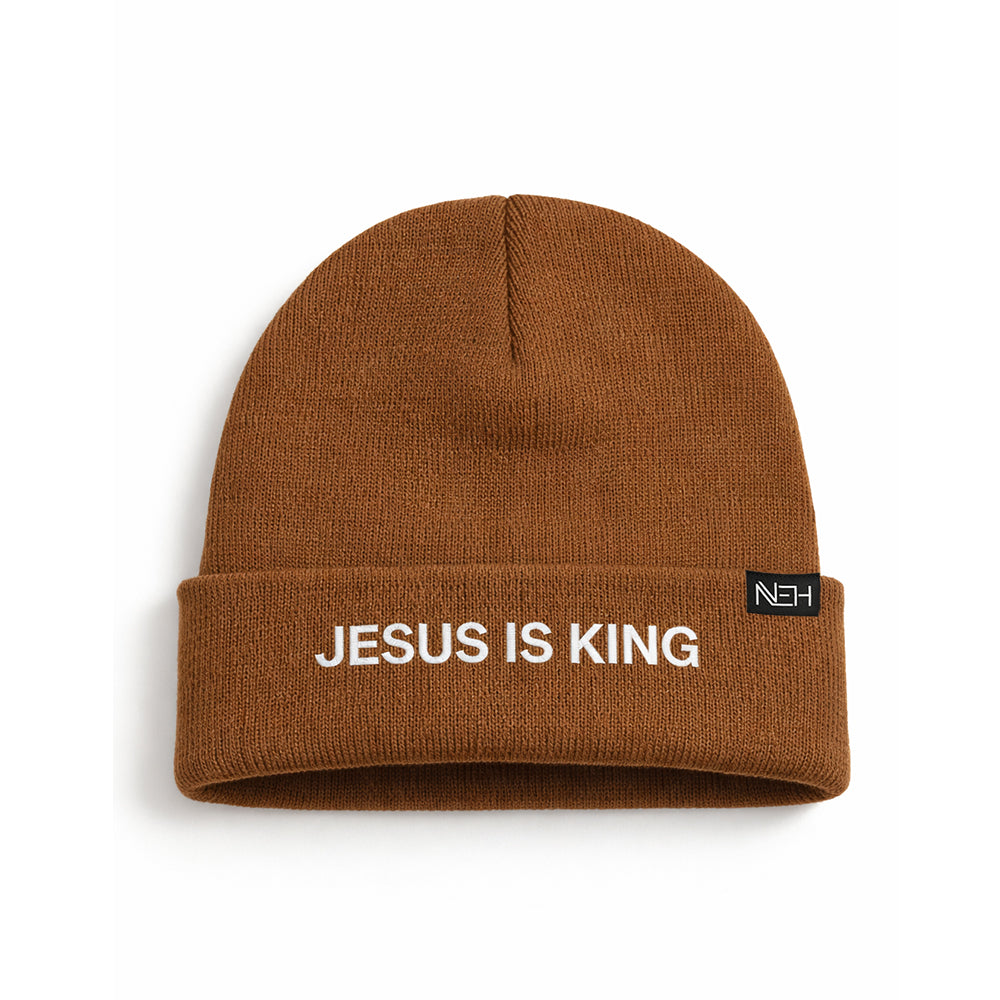 Jesus Is King Beanie - Brown