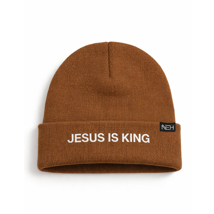Jesus Is King Beanie - Brown