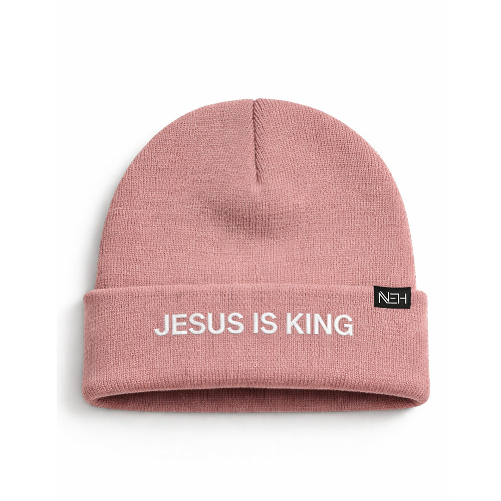 Jesus Is King Beanie - Rose