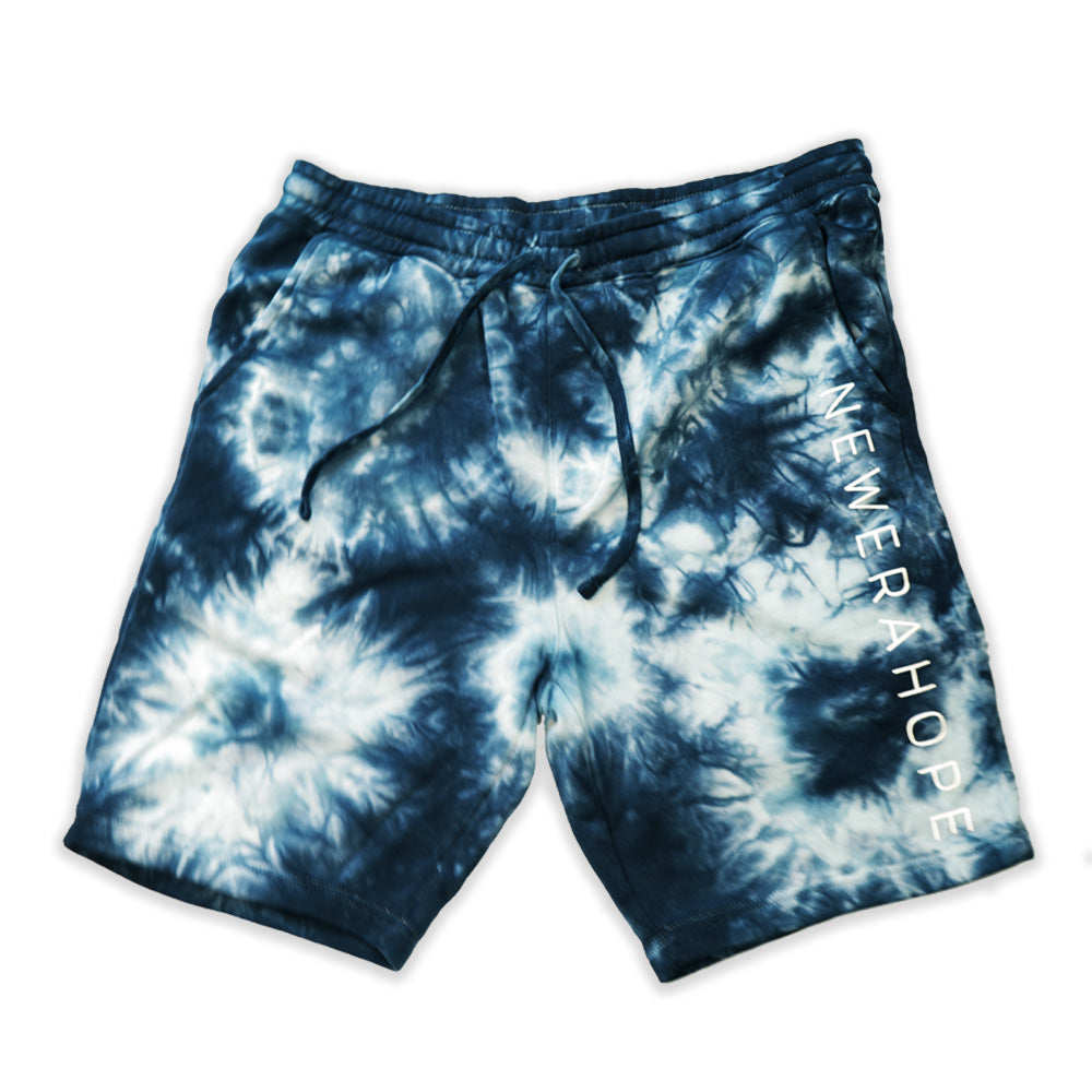 Tye Dyed Jogger Shorts - Blue