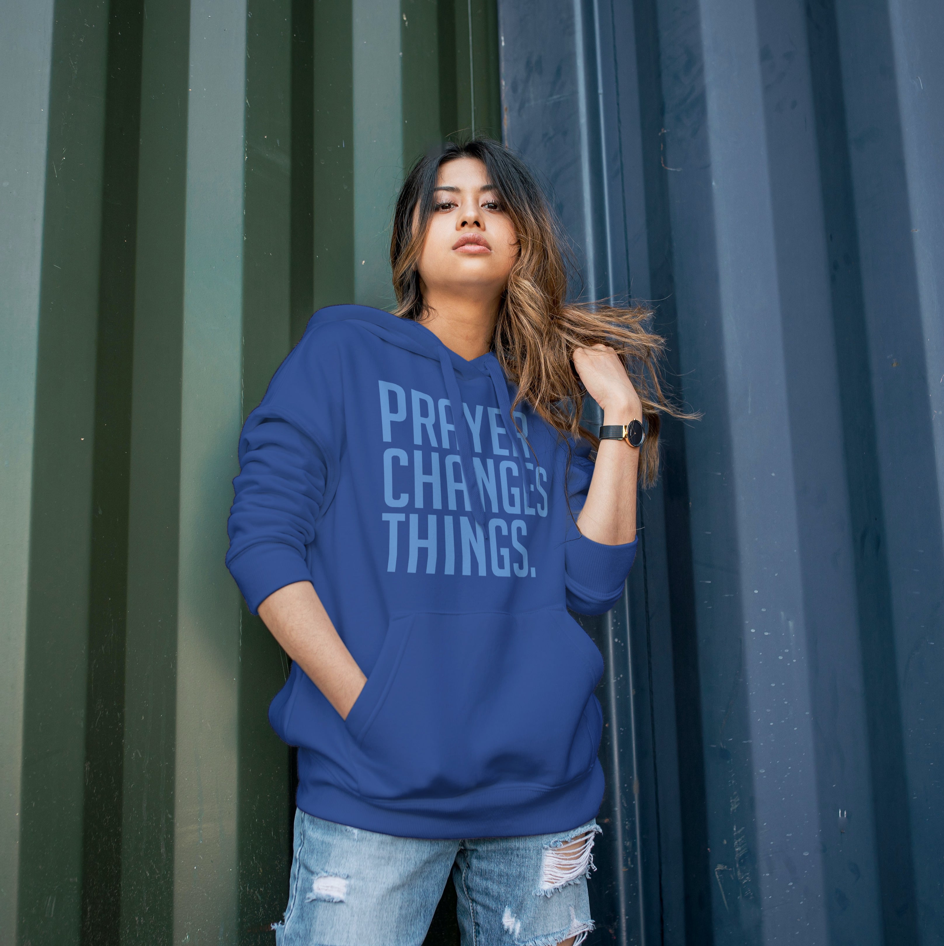 Prayer Changes Things - Hoodie (Blue)